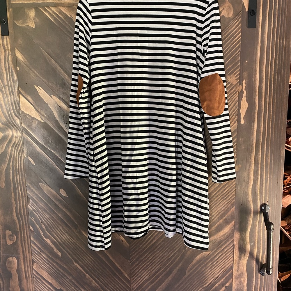 Black and white striped dress